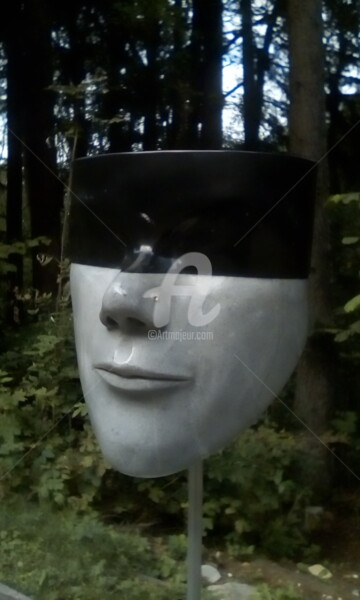 Sculpture titled "Evolution N°33" by Michel Cartier, Original Artwork, Stone Mounted on Metal