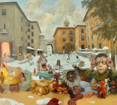 Рождественский приют (Christmas haven) Картина под названием "Рождественский прию…" - Михаил Лобырев (Micha Lobi), Подлинное произведение искусства, Масло