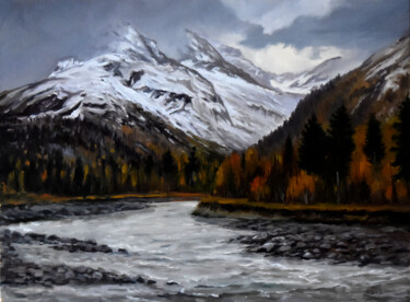 The late fall in the mountains #artistsupportpledge Painting titled "The late fall in th…" by Serghei Ghetiu, Original Artwork, Oil
