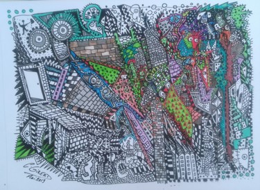 Dessin intitulée "dans un monde zinzi…" par Girerd Christophe, Œuvre d'art originale, Crayon