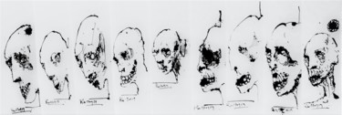 Dessin intitulée "Kellergesichter" par Stephan Rodriguez Warnemünde, Œuvre d'art originale, Encre