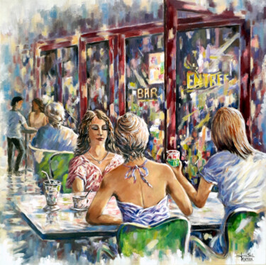Painting titled "Duplex entre amies" by Jean-Paul Ramon, Original Artwork, Oil Mounted on Wood Stretcher frame