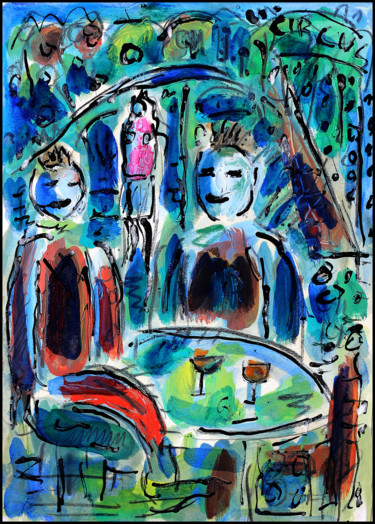 제목이 "Le repas des clowns"인 미술작품 Jean Mirre로, 원작, 기름