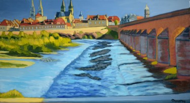 Peinture intitulée "Vue sur Moulins I" par Christophe Cadiot, Œuvre d'art originale, Huile