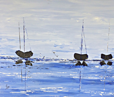 Les Flots Bleu Peinture intitulée "Les Flots Bleu" par Ysabel Laffitte, Œuvre d'art originale, Acrylique