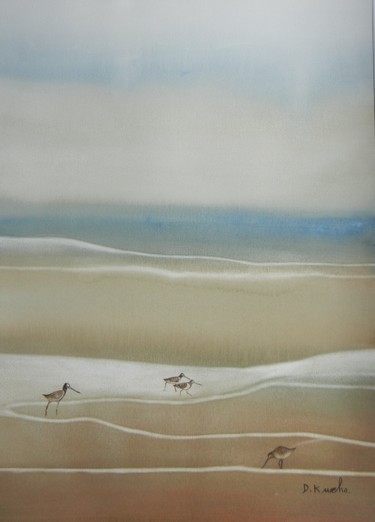Peinture intitulée "douceur marine" par Dominique Kuehn, Œuvre d'art originale, Aquarelle