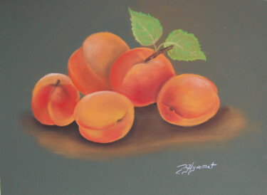 Dessin intitulée "les abricots  -past…" par Patricia Giroldini Hyvernat, Œuvre d'art originale, Pastel