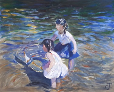 Oh mon bateau ! Peinture intitulée "Oh mon bateau !" par Chris Texier, Œuvre d'art originale, Huile
