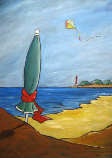 Douceur et cerf-volant / Sweetness and kite (#593) Peinture intitulée "Douceur et cerf-vol…" par Christine Paquereau, Œuvre d'art originale, Acrylique