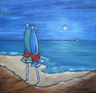 Duo de lune / Moon duo (#590) Painting titled "Duo de lune / Moon…" by Christine Paquereau, Original Artwork, Acrylic