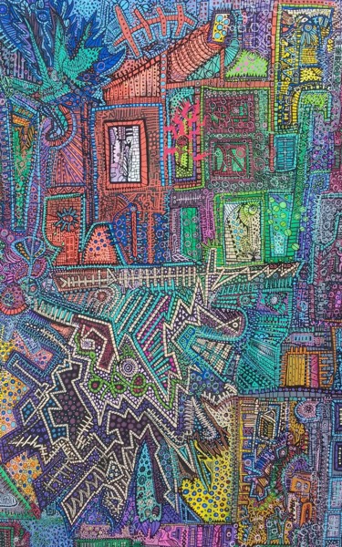 Peinture intitulée "voisin en colere" par Girerd Christophe, Œuvre d'art originale, Acrylique