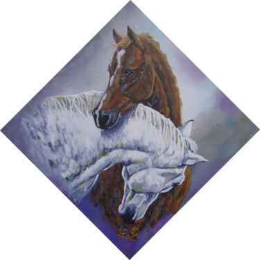 Equidia 「Equidia」というタイトルの絵画 Bruno Lemassonによって, オリジナルのアートワーク, アクリル ウッドストレッチャーフレームにマウント