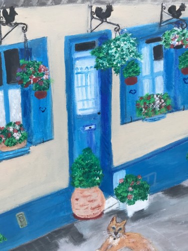 Peinture intitulée "Une rue de mon vill…" par Soisic, Œuvre d'art originale, Acrylique