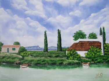 Aux cabanes de Lunel Peinture intitulée "Aux cabanes de Lunel" par Bruno Lemasson, Œuvre d'art originale, Acrylique Monté sur Châssis en bois