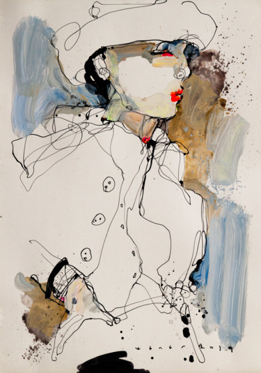 Drawing titled "Lady 28" by Viktor Sheleg, Original Artwork, Acrylic