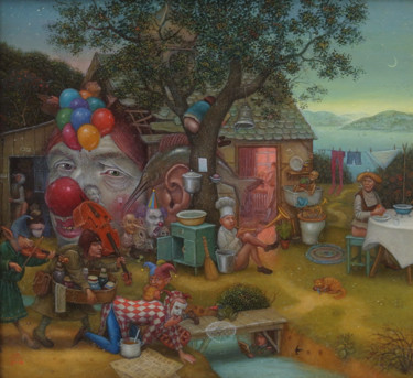 Перед чаем (Before tea) Картина под названием "Перед чаем (Before…" - Михаил Лобырев (Micha Lobi), Подлинное произведение искусства, Масло