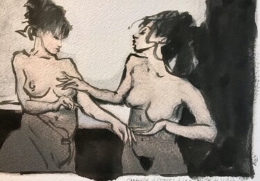 图画 标题为“Gabrielle d’Estrées…” 由Alain Godefroid, 原创艺术品, 墨