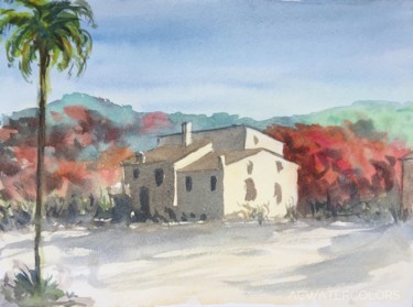 Bastide provençale, Provence, Aquarelle. 绘画 标题为“Bastide provençale,…” 由Alain Crousse (ACWATERCOLORS), 原创艺术品, 水彩