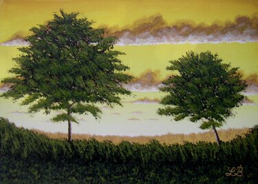Crépuscule d'été Painting titled "Crépuscule d'été" by Bruno Lemasson, Original Artwork, Acrylic
