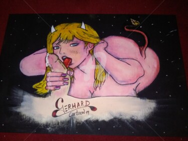 Malerei mit dem Titel "Leonie Darkside" von Gerhard Cartoon, Original-Kunstwerk, Acryl