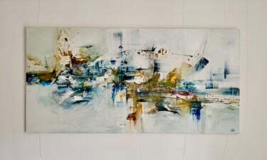Painting titled "Balade à la barque" by Cali, Original Artwork, Acrylic Mounted on Wood Stretcher frame