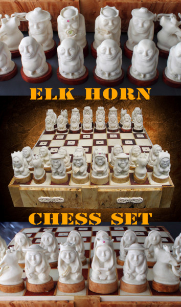 CHESS SET OF BONE (exclusive, exceptional, unique, Скульптура под названием "CHESS SET OF BONE (…" - Sergey Popov Pop Art, Подлинное произведение искусства, кость