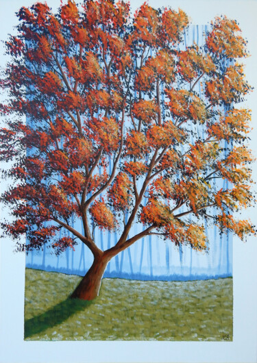 Matin orangé Peinture intitulée "Matin orangé" par Bruno Lemasson, Œuvre d'art originale, Acrylique