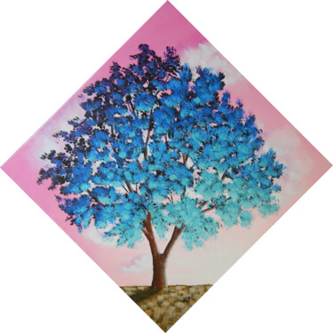 Painting titled "Rose bleuté" by Bruno Lemasson, Original Artwork, Acrylic