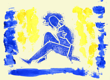 印花与版画 标题为“Woman” 由Victor Shefer, 原创艺术品, Linocuts