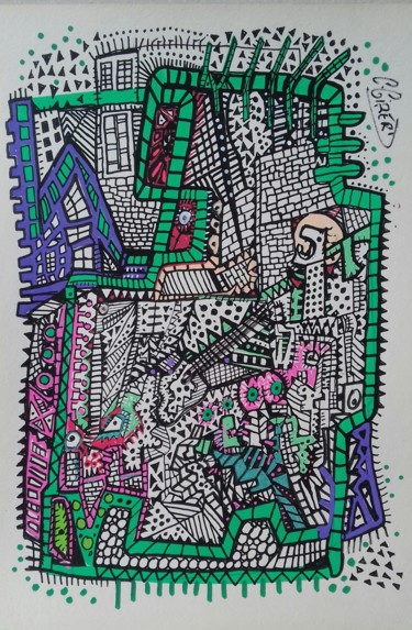 Dessin intitulée "street musicos" par Girerd Christophe, Œuvre d'art originale, Gouache