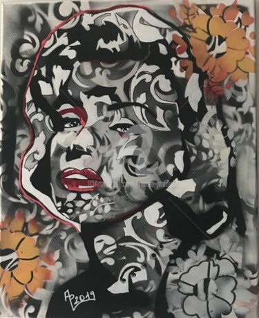 Peinture intitulée "Maryline for ever" par Annie Predal, Œuvre d'art originale, Pochoir
