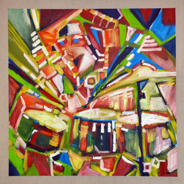 Pittura intitolato "Jazz drummer" da Peppeluciani, Opera d'arte originale, Olio