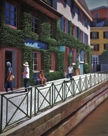 Peinture intitulée "FRIBOURG en Brisgau…" par Charles Unger, Œuvre d'art originale, Huile Monté sur Châssis en bois