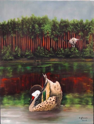 Peinture intitulée "Kaczka" par Grazyna Jezak, Œuvre d'art originale, Huile