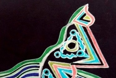 Drawing titled "coq rayé" by Mysane, Original Artwork, Marker