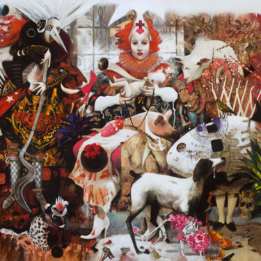 Painting titled "Duchess" by Pavel Guliaev, Original Artwork, Oil Mounted on Wood Stretcher frame