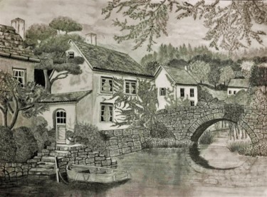 Dessin intitulée "Douceur provençale" par Sandrine Piegay, Œuvre d'art originale, Graphite