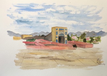 Ulug Beg's observatory, Samarkand Painting titled "Ulug Beg's observat…" by Véronique Crombé, Original Artwork, Watercolor