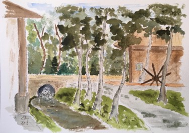 Peinture intitulée "Samarkand garden" par Véronique Crombé, Œuvre d'art originale, Aquarelle