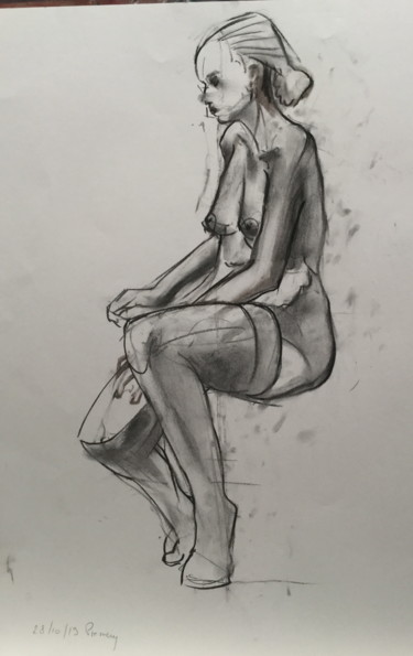 étude de nue au fusain