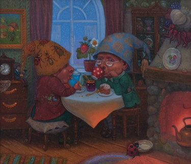 Гномы (Gnomes) Картина под названием "Гномы (Gnomes)" - Михаил Лобырев (Micha Lobi), Подлинное произведение искусства, Масло