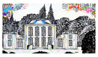 Painting titled "Le Manoir de la Châ…" by A.T.6 Alexandre Trubert, Original Artwork, Acrylic