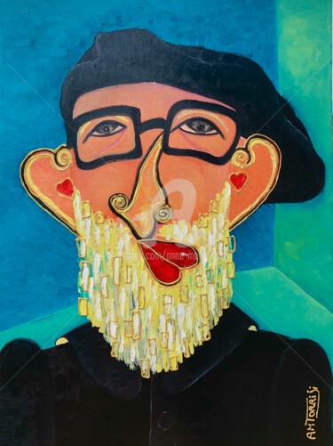 Peinture intitulée "ABBÉ PIERRE" par Anne Marie Torrisi, Œuvre d'art originale, Huile