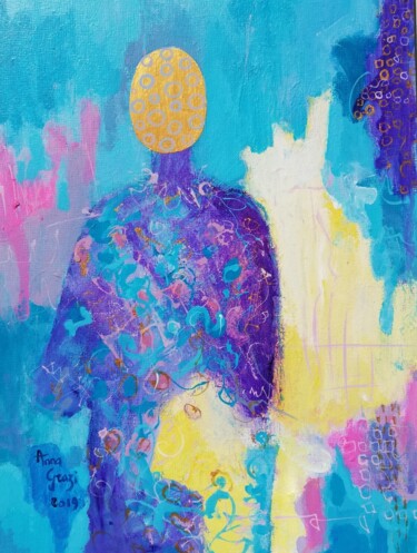 Peinture intitulée "L'élégant au mantea…" par Anna Grazi, Œuvre d'art originale, Acrylique