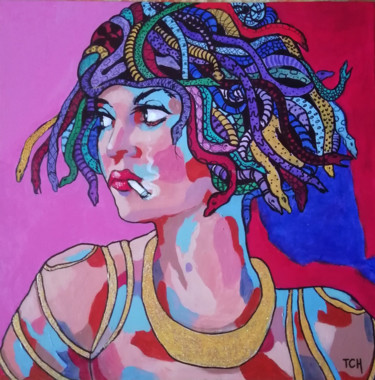 M as Medusa Peinture intitulée "M as Medusa" par Lidia Tchoumakova, Œuvre d'art originale, Acrylique Monté sur Carton