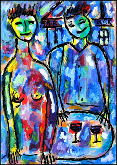 제목이 "COUPLE DE CLOWNS"인 미술작품 Jean Mirre로, 원작, 기름