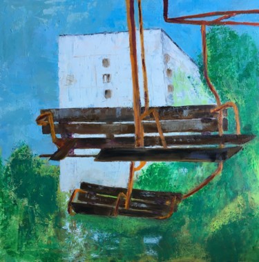 Peinture intitulée "Télésiège ou le log…" par Frédérique Cretin (Fé), Œuvre d'art originale, Huile