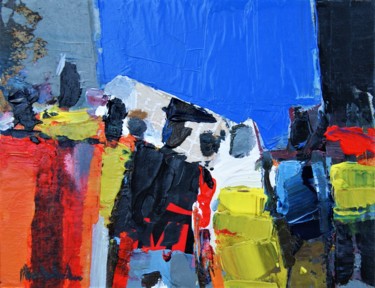 「Gilets jaunes, un c…」というタイトルの絵画 Hervé Marchelidonによって, オリジナルのアートワーク, アクリル ウッドストレッチャーフレームにマウント