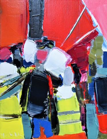 Manifestation de Gilets Jaunes 2 Peinture intitulée "Manifestation de Gi…" par Hervé Marchelidon, Œuvre d'art originale, Acrylique Monté sur Châssis en bois