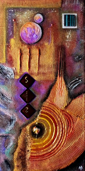 Schilderij getiteld "Le disque rayé" door Anne Brigaud, Origineel Kunstwerk, Acryl